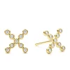Hot 18K Gold X Diamond Stud Earrings Gold