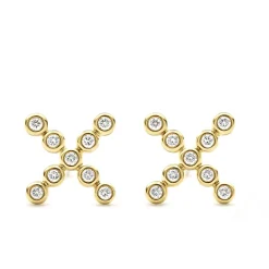 Hot 18K Gold X Diamond Stud Earrings Gold