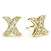Cheap 18K Gold X Diamond Stud Earrings Stud Earrings