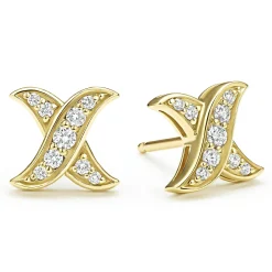 Cheap 18K Gold X Diamond Stud Earrings Stud Earrings