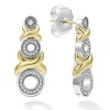 Sale 18K Gold Xo Diamond Drop Earrings Two-Tone