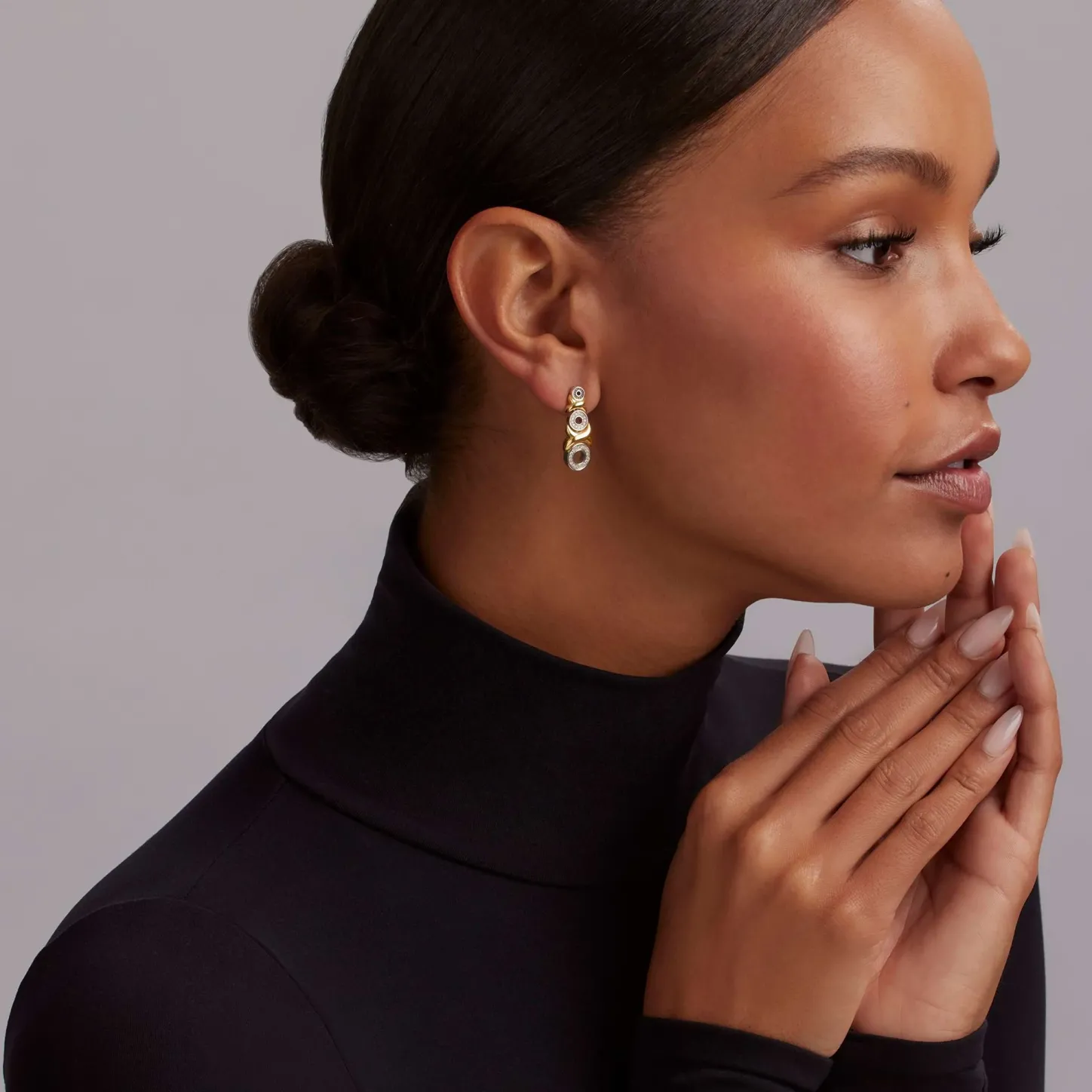 Sale 18K Gold Xo Diamond Drop Earrings Two-Tone