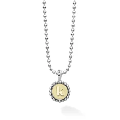 Sale K Initial Charm Necklace Two-Tone
