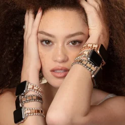 Store 18K Rose Gold And Sterling Silver Single Diamond Watch Bracelet-38-45Mm Diamonds