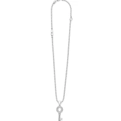 Clearance Key Diamond Pendant Necklace Silver