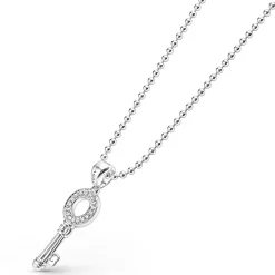 Clearance Key Diamond Pendant Necklace Silver