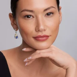 Sale Lapis Beetle Diamond Drop Earrings Diamonds