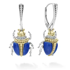 Cheap Lapis Beetle Diamond Drop Earrings Gemstones