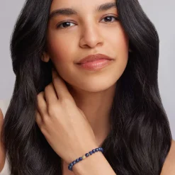 Fashion Lapis Gold Station Bead Bracelet Gold