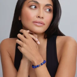 Hot Lapis Silver Station Bead Bracelet Silver