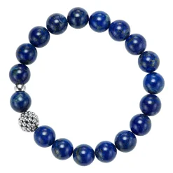 Hot Lapis Silver Station Bead Bracelet Silver