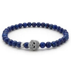 Cheap Lapis Skull Bracelet Silver