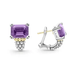 Outlet Large Amethyst Huggie Earrings Two-Tone