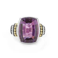 Cheap Large Amethyst Statement Ring Two-Tone