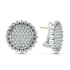 Clearance Large Caviar Circle Diamond Earrings Silver