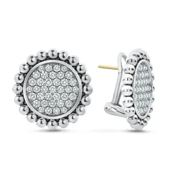 Clearance Large Caviar Circle Diamond Earrings Silver