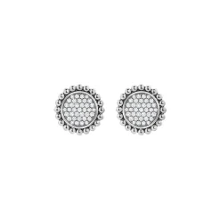 Clearance Large Caviar Circle Diamond Earrings Silver