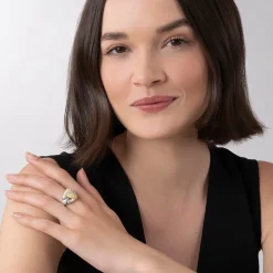 Cheap Large Caviar Diamond Knot Ring Two-Tone