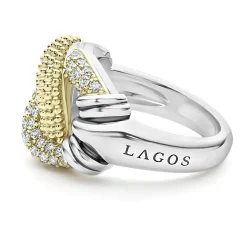 Cheap Large Caviar Diamond Knot Ring Two-Tone