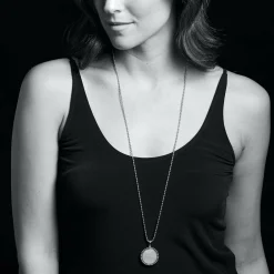 Online Large Ceramic Circle Pendant Necklace Gemstones