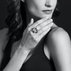 Fashion Large Citrine Statement Ring Two-Tone