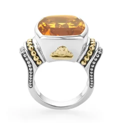 Fashion Large Citrine Statement Ring Two-Tone