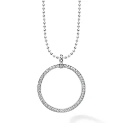 Store Large Diamond Circle Pendant Necklace Silver