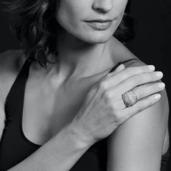 Discount Large Diamond Statement Ring Two-Tone