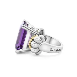Flash Sale Large Emerald-Cut Amethyst Ring Two-Tone