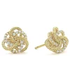 New Large 18K Gold Love Knot Diamond Earrings Diamonds
