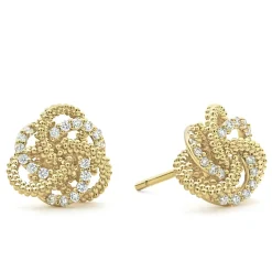 Best Sale Large 18K Gold Love Knot Diamond Earrings Stud Earrings