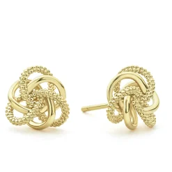 Best Sale Large 18K Gold Love Knot Stud Earrings Caviar Earrings
