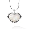 Best Sale Large Mother Of Pearl Heart Pendant Necklace Silver
