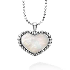 Store Large Mother Of Pearl Heart Pendant Necklace Long Necklaces