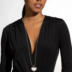 Store Large Mother Of Pearl Heart Pendant Necklace Long Necklaces