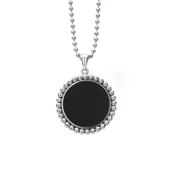 Discount Large Onyx Circle Pendant Necklace Silver