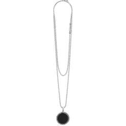Discount Large Onyx Circle Pendant Necklace Silver