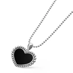 Cheap Large Onyx Heart Pendant Necklace Silver