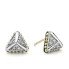 Store Large Pyramid Diamond Stud Earrings Two-Tone