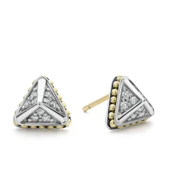 Store Large Pyramid Diamond Stud Earrings Two-Tone