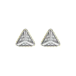 Store Large Pyramid Diamond Stud Earrings Two-Tone