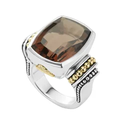 Sale Large Smokey Quartz Statement Ring Two-Tone