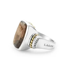 Sale Large Smokey Quartz Statement Ring Two-Tone
