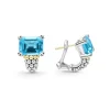 New Large Swiss Blue Topaz Huggie Earrings Two-Tone