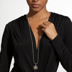 Hot Large Two-Tone Pendant Necklace Long Necklaces