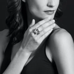 Best Sale Large White Topaz Statment Ring Two-Tone