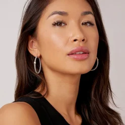 Fashion Large X Diamond Caviar Hoop Earrings Hoop Earrings