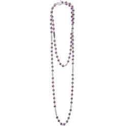 Flash Sale Long Amethyst Beaded Necklace Gemstones