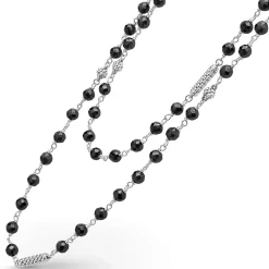 Outlet Long Black Ceramic Beaded Necklace Gemstones