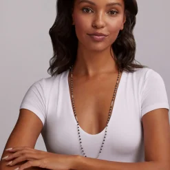 Sale Long Black Ceramic Beaded Necklace Chains